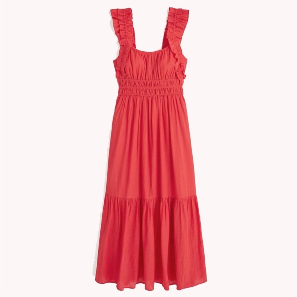 Abercrombie Ruffle Strap Textured Maxi Dress